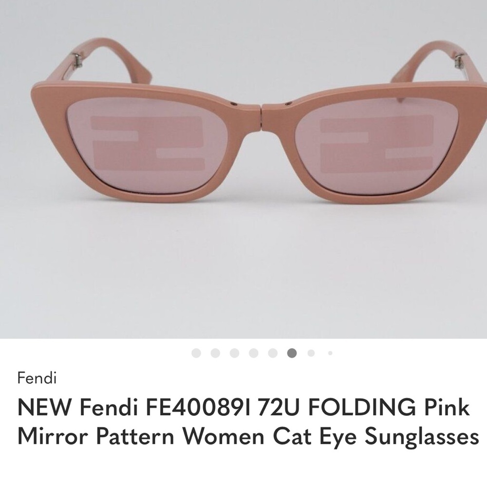NEW Fendi FE400891 72U FOLDING Pink Mirror Pattern Women Cat Eye Sunglasses